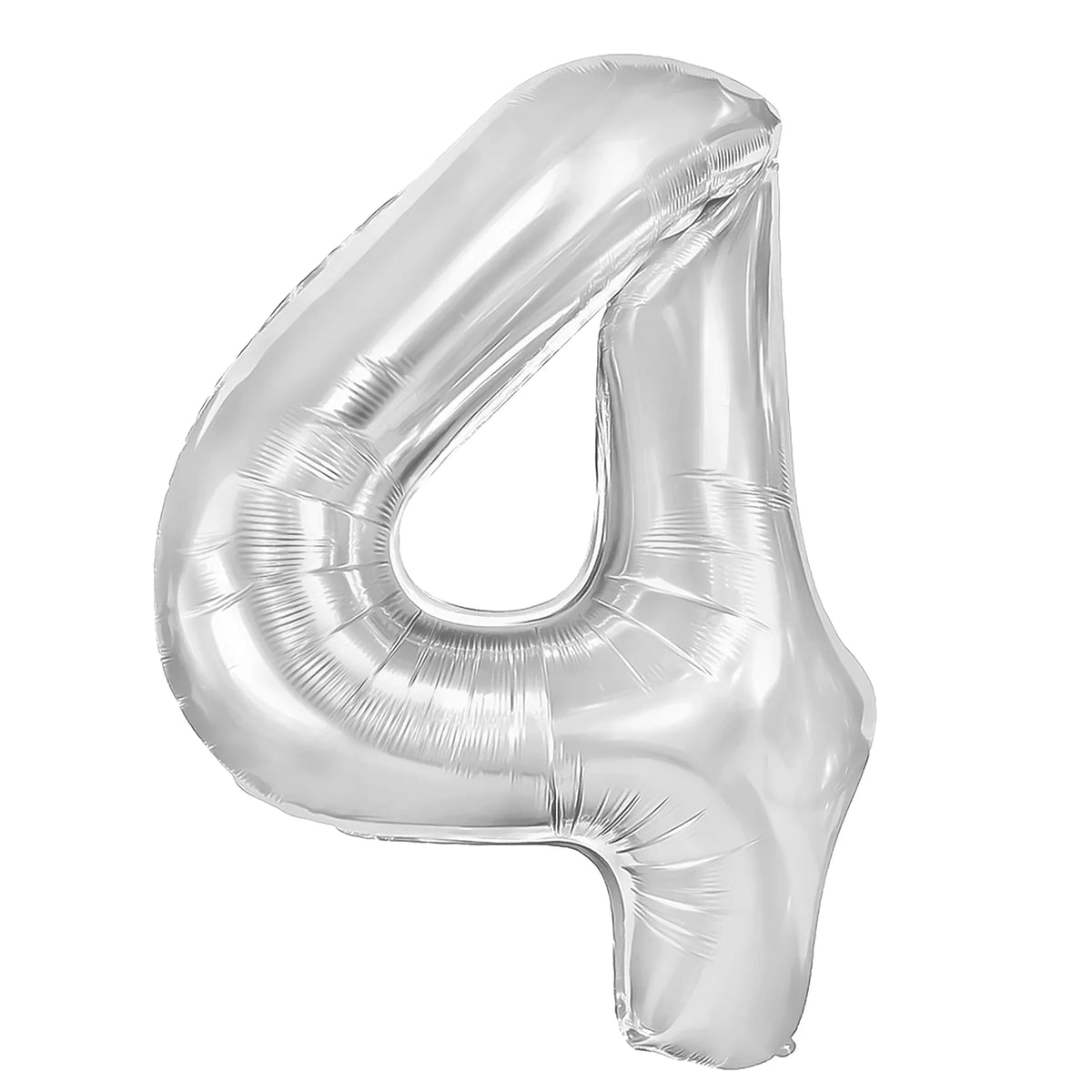 Folieballon Cijfer 4 Zilver 40 cm – Geschikt voor Lucht en Helium