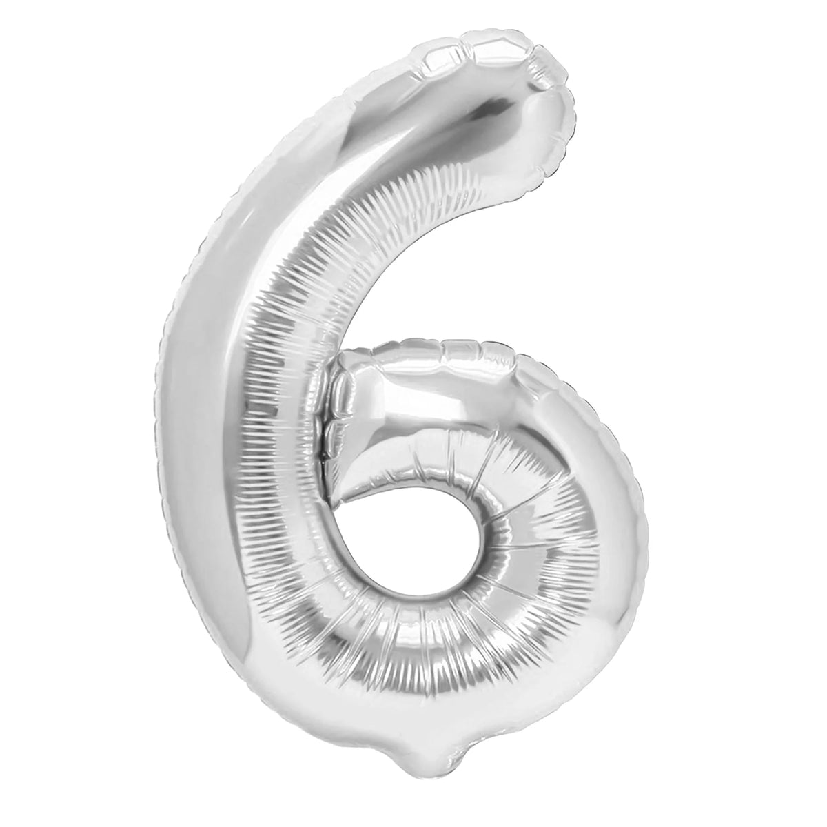 Folieballon Cijfer 6 Zilver 40 cm – Geschikt voor Lucht en Helium