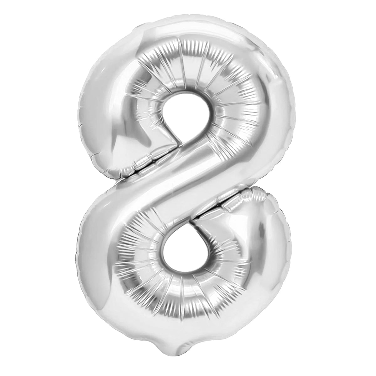 Folieballon Cijfer 8 Zilver 40 cm – Geschikt voor Lucht en Helium