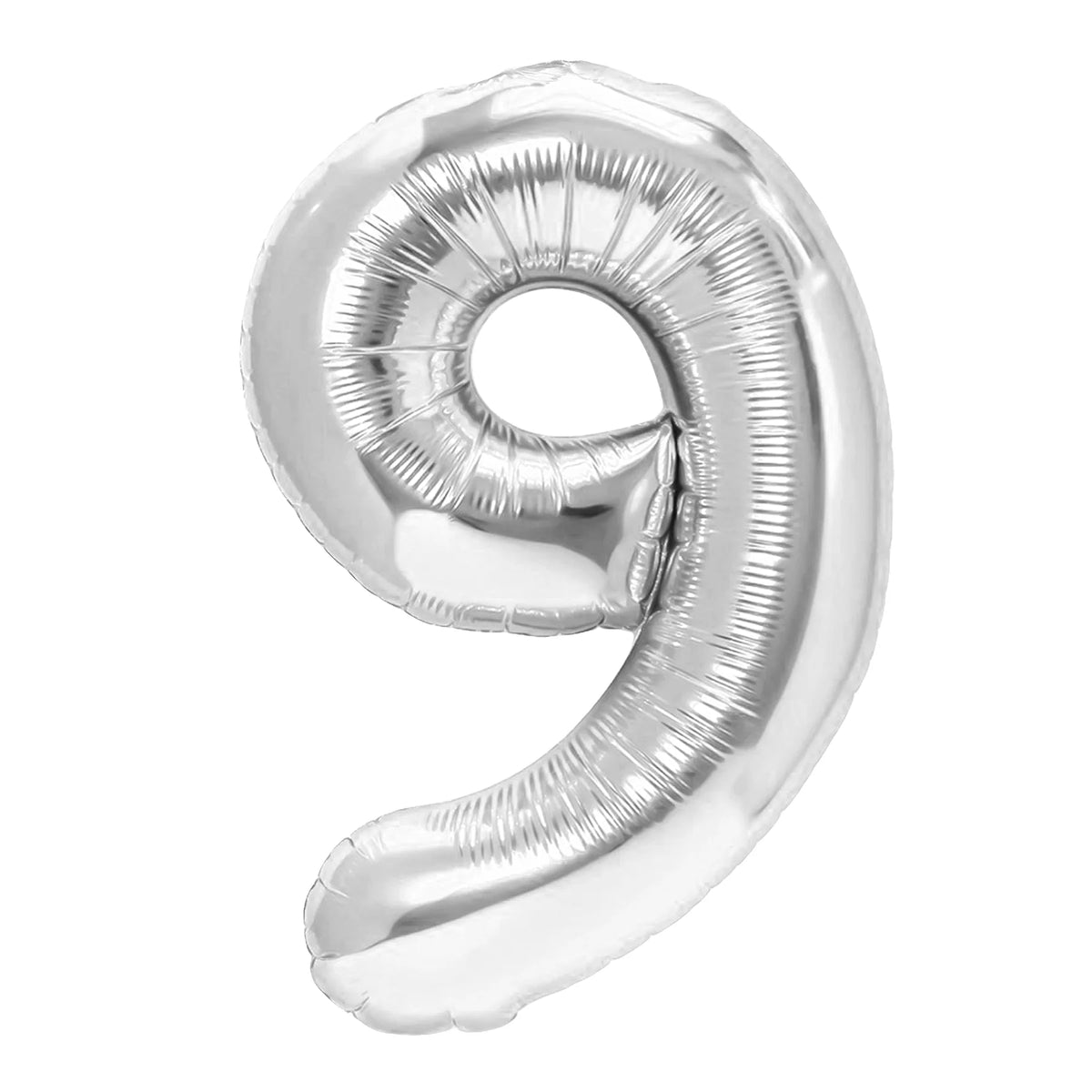 Folieballon Cijfer 9 Zilver 40 cm – Geschikt voor Lucht en Helium