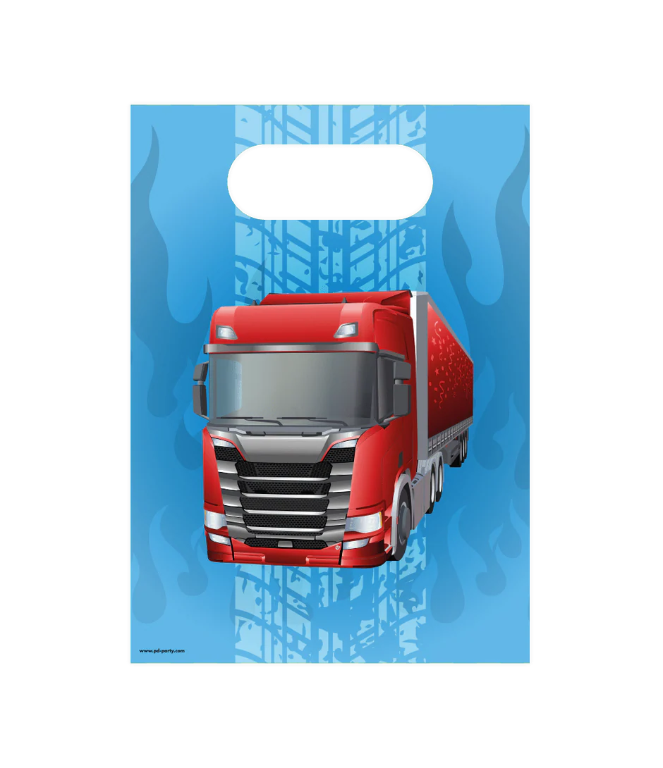 Blauwe Cadeautasje Trucks 23cm 6st