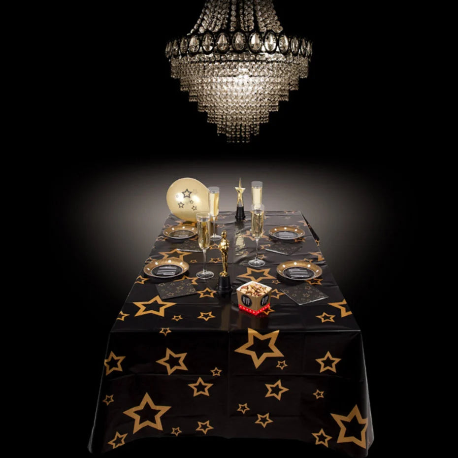 Tafelkleed Zwart met Gouden Sterren 130x180cm