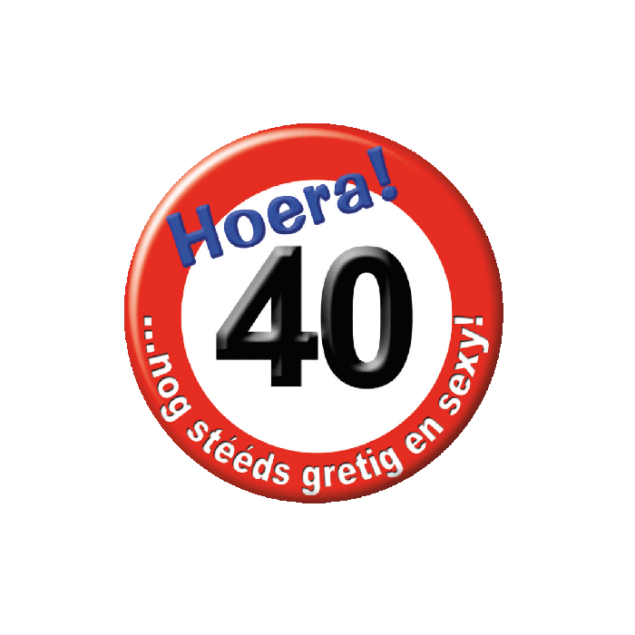 Button 40 jaar Verkeersbord 5,5cm voor Verjaardagen