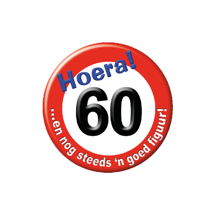 Button 60 jaar Verkeersbord 5,5cm Voor Verjaardagen