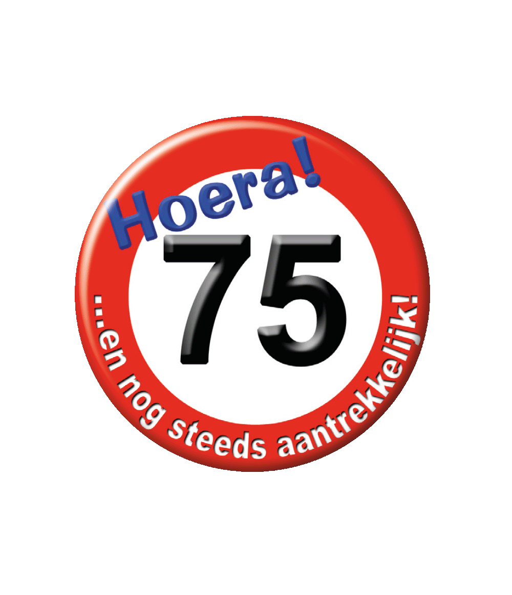 Button 75 jaar Verkeersbord 5,5cm Voor Verjaardagen