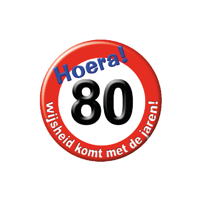 Button 80 jaar Verkeersbord 5,5cm Voor Verjaardagen