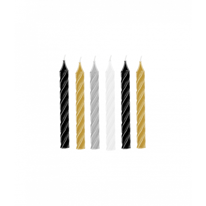 Taartkaarsjes Mix Goud Zilver Wit Zwart 24 stuks