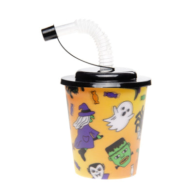 12x Halloween 3D Drinkbeker 250 ml met Deksel & Rietje – Herbruikbaar