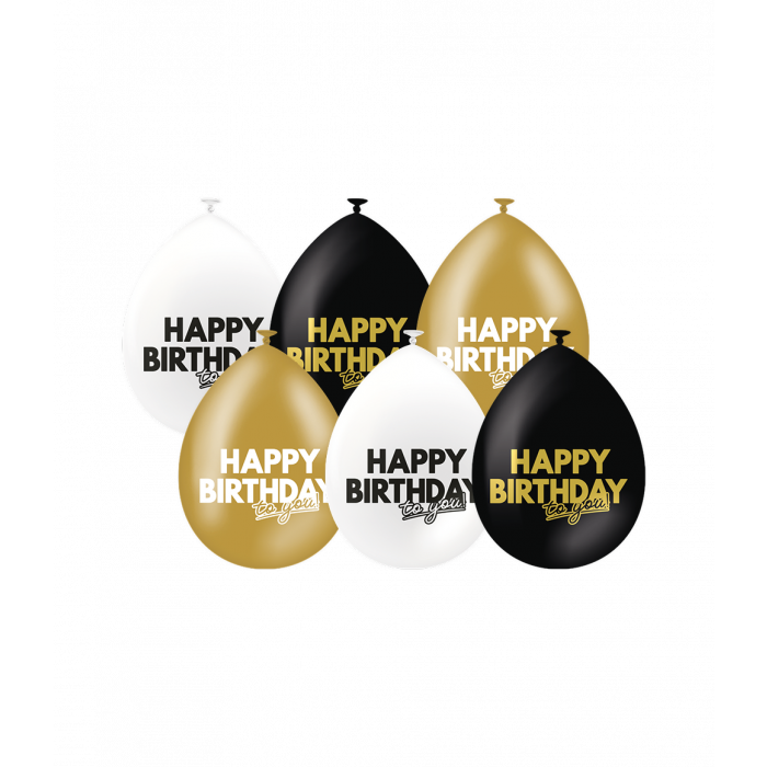Ballonnen Happy Birthday 30cm 6st
