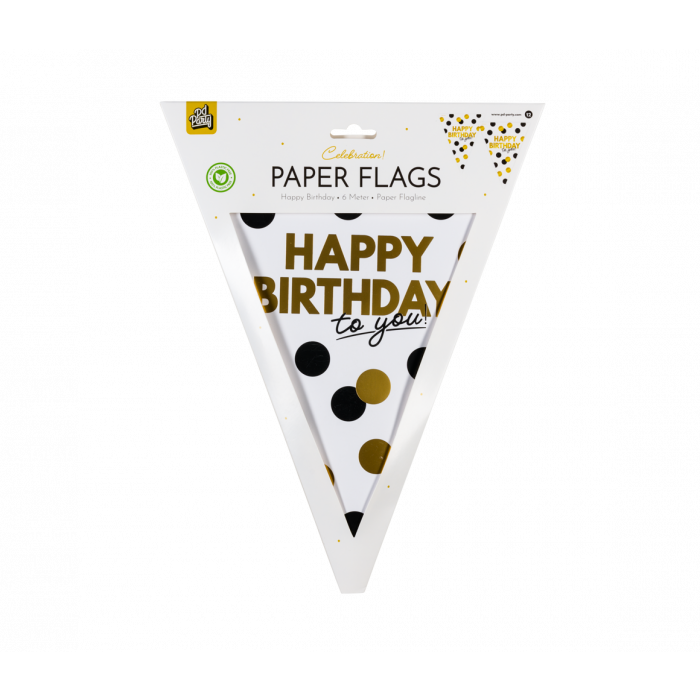 Vlaggenlijn Happy Birthday Papier 6m