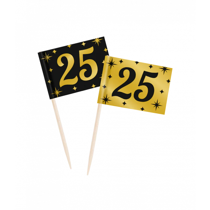 Cocktailprikker Classy Party 25 Jaar 50 stuks