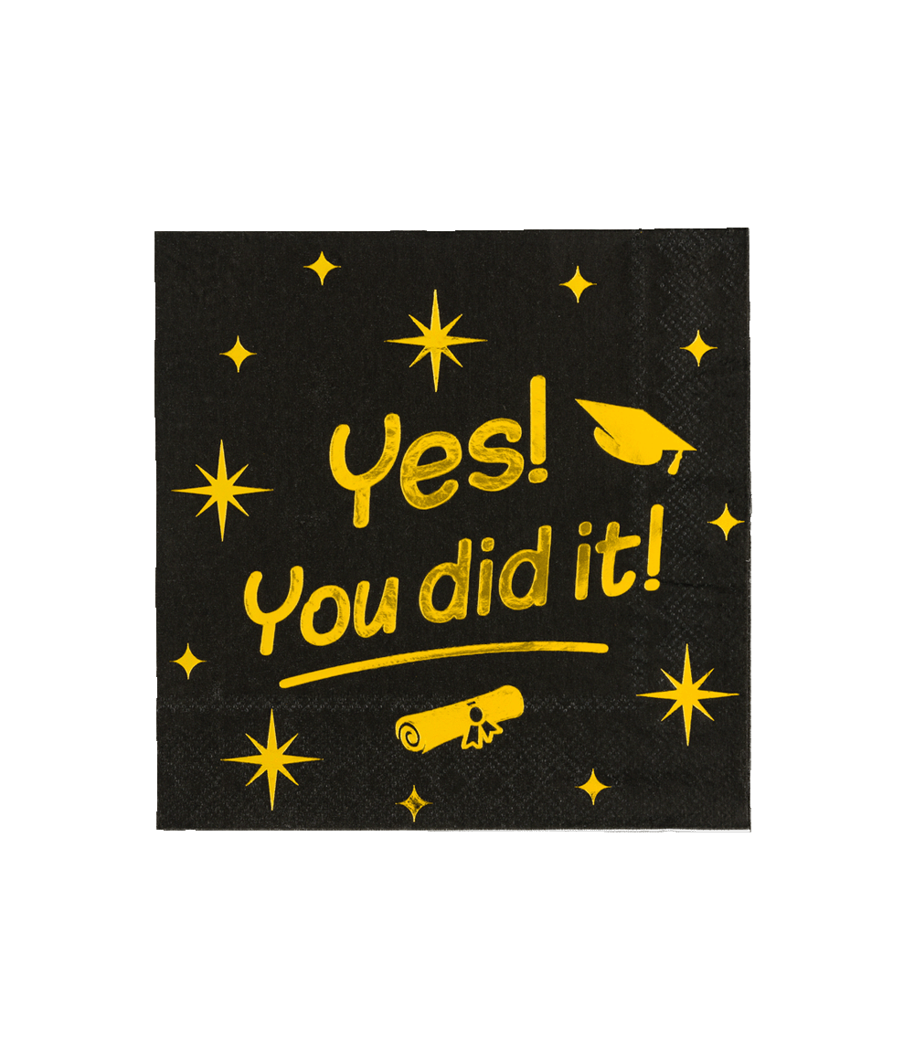 Geslaagd Servetten Zwart Goud Yes You Dit It! 19cm 16st