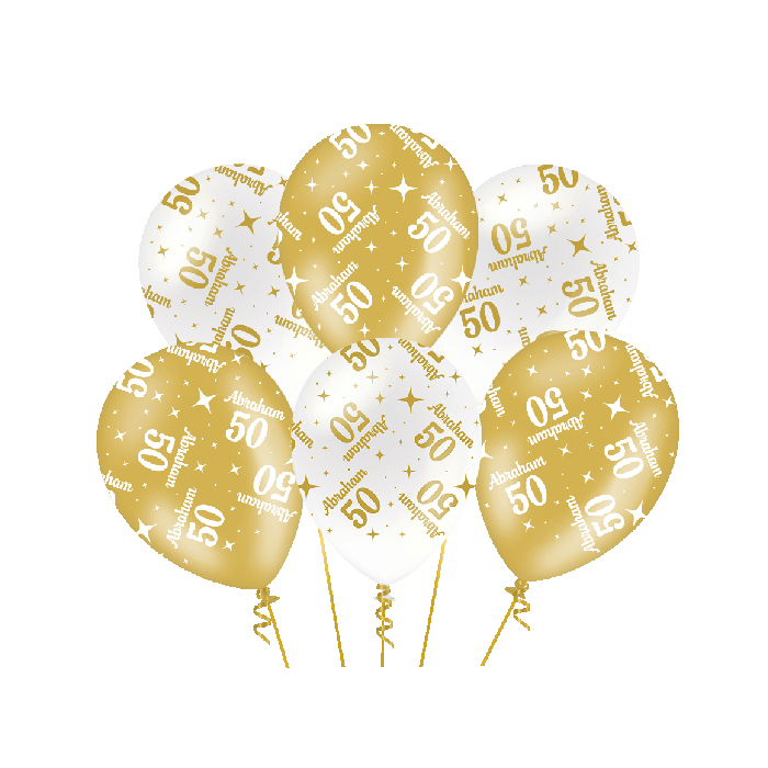 Abraham 50 wit goud ballonnen 6 stuks