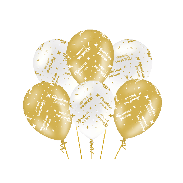 Pensioen wit goud ballonnen 6 stuks