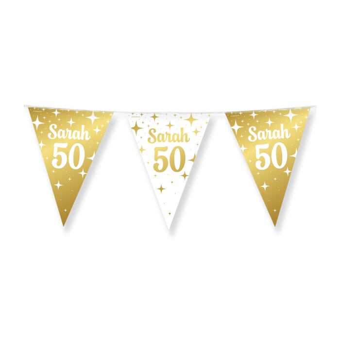 Vlaggenlijn Sarah 50 wit goud 10m