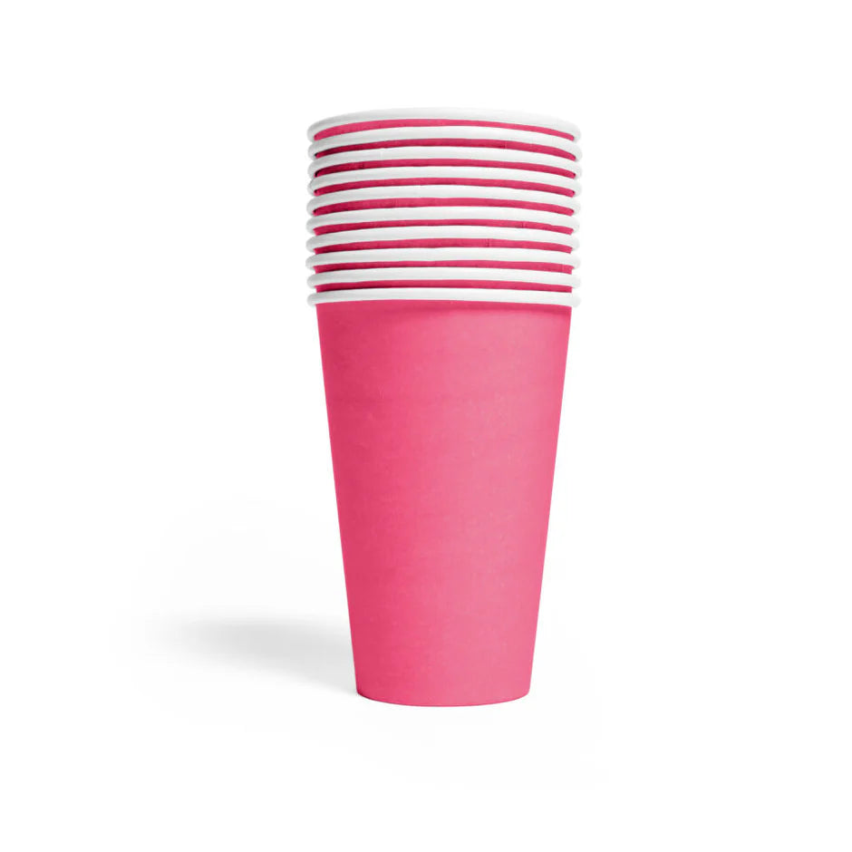 Fuchsia Bekers Papier 210ml 8st