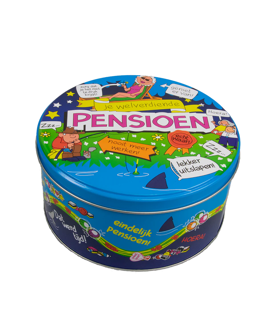 Snoeptrommel Pensioen 14cm