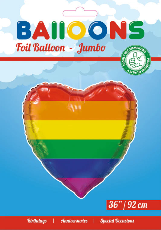 Helium Ballon Hart Regenboog XL 92cm