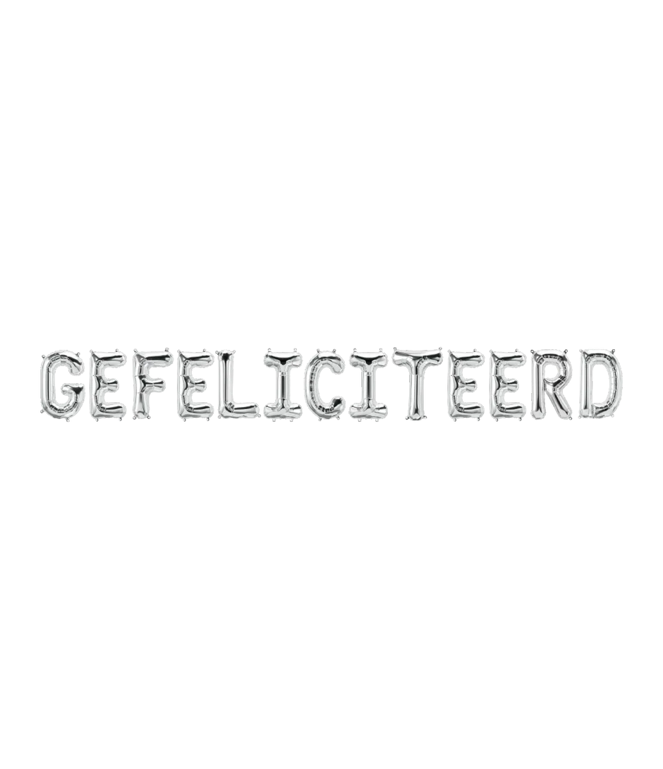 Zilveren Ballonnen Set Gefeliciteerd 1,9m