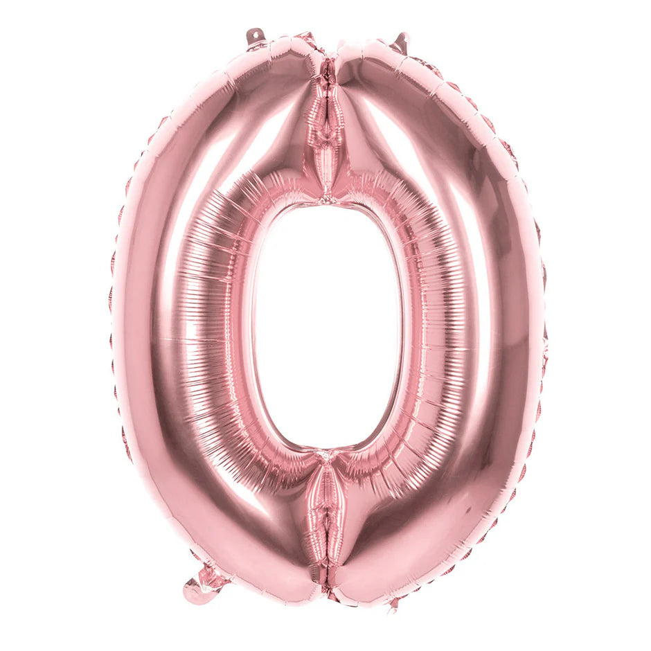 Rose Gouden Cijfer Ballon 0 Jaar 86cm