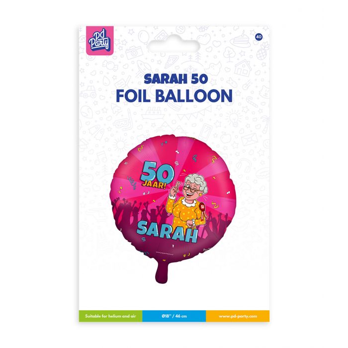 Folieballon Sarah 50 Jaar 45cm