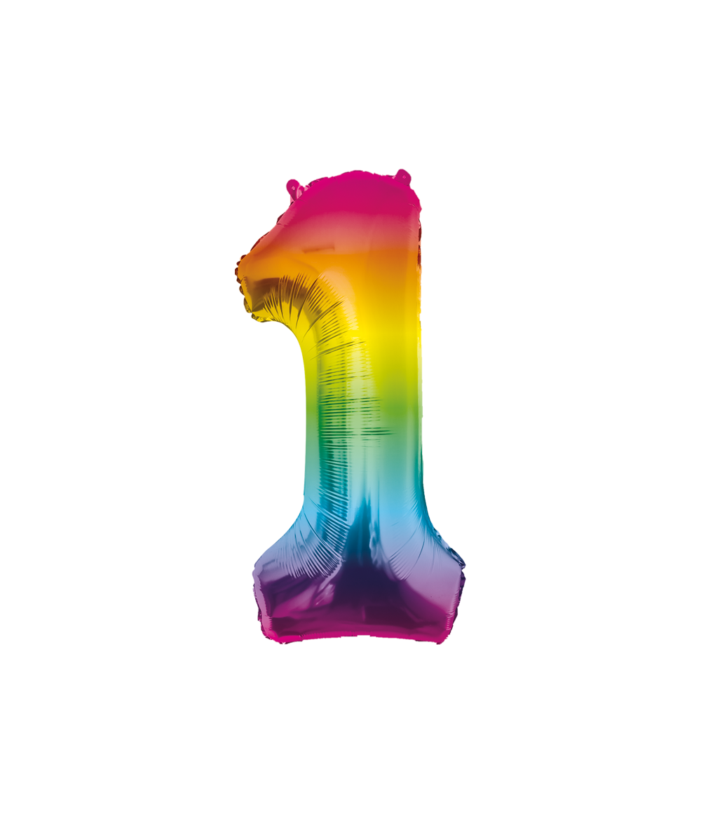 Folieballon Regenboog 86cm - Cijfer 0 t/m 9 Jaar