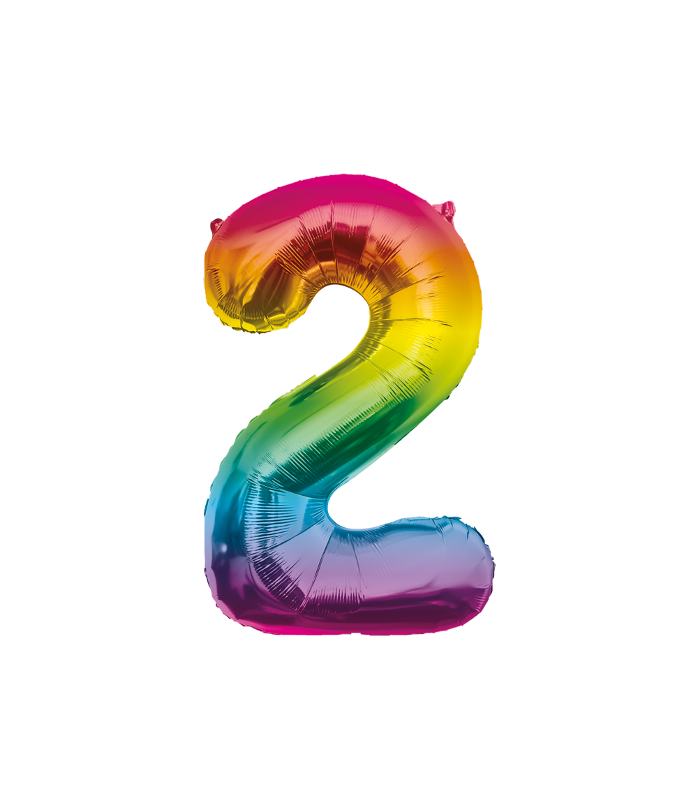 Folieballon Regenboog 86cm - Cijfer 0 t/m 9 Jaar