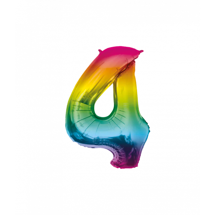 Folieballon 4 Jaar Regenboog XL 86 cm