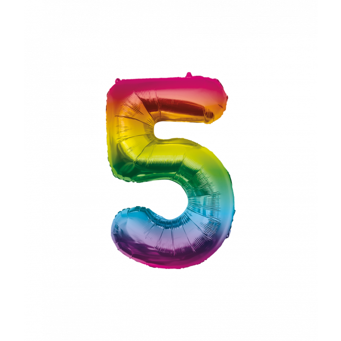 Folieballon Regenboog 86cm - Cijfer 0 t/m 9 Jaar
