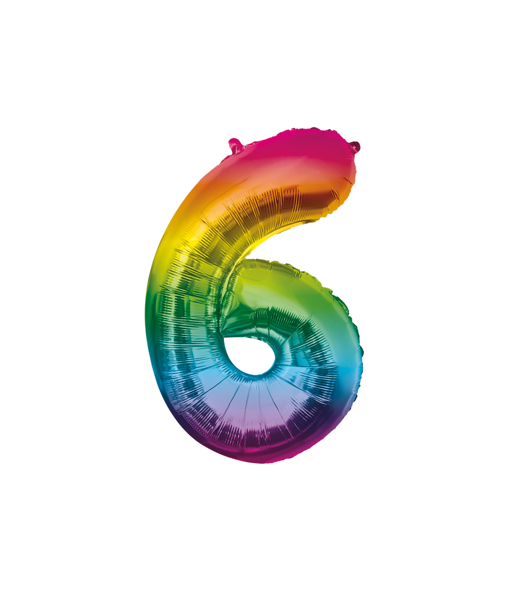 Folieballon Regenboog 86cm - Cijfer 0 t/m 9 Jaar
