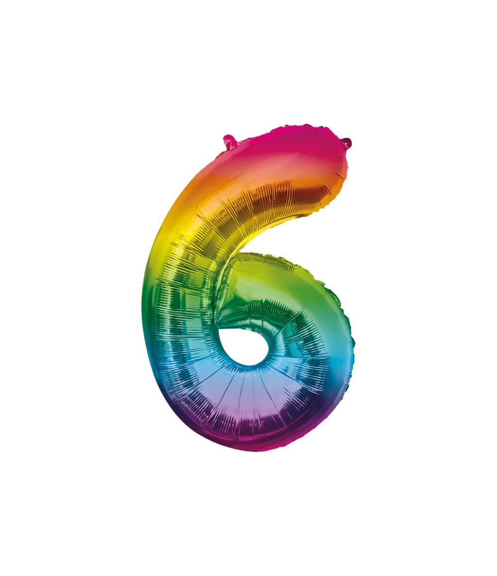 Folieballon 6 Jaar Regenboog XL 86 cm