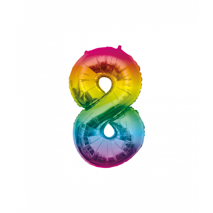 Folieballon Regenboog 86cm - Cijfer 0 t/m 9 Jaar