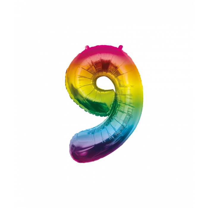 Folieballon Regenboog 86cm - Cijfer 0 t/m 9 Jaar