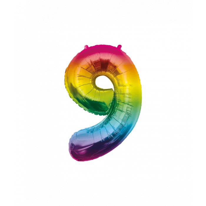 Folieballon 9 Jaar Regenboog XL 86 cm