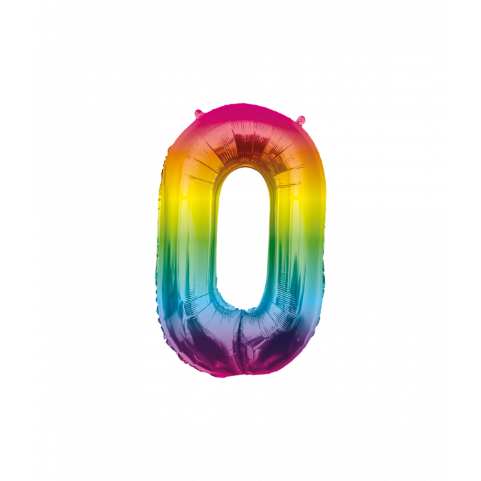 Folieballon Regenboog 86cm - Cijfer 0 t/m 9 Jaar