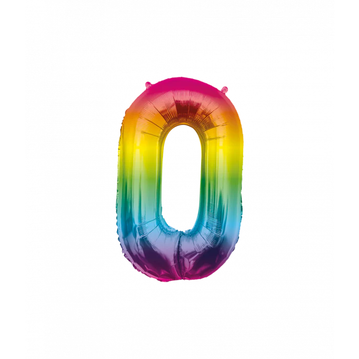 Folieballon 0 Jaar Regenboog XL 86 cm