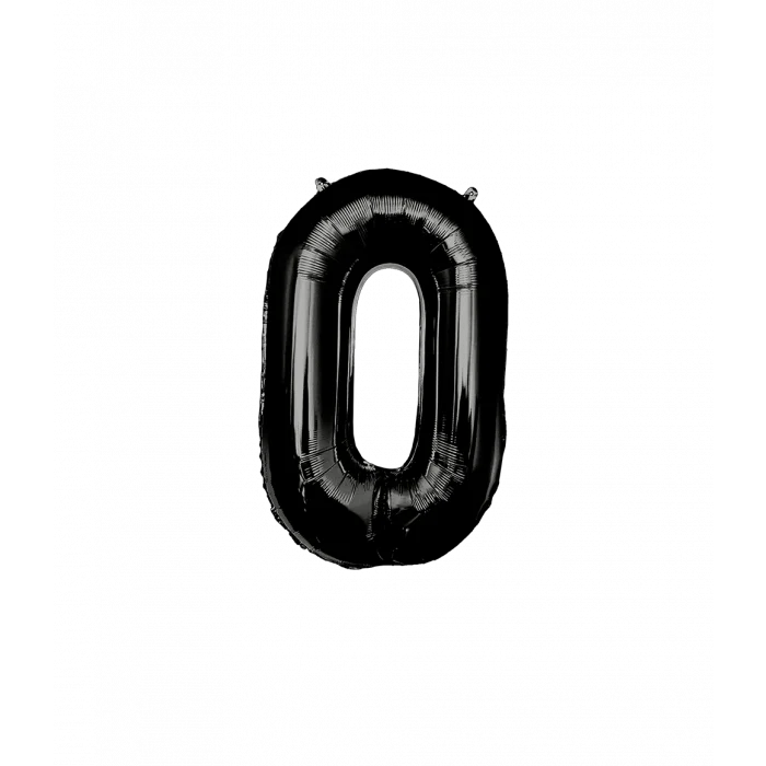 Folieballon 0 Jaar Zwart XL 86 cm