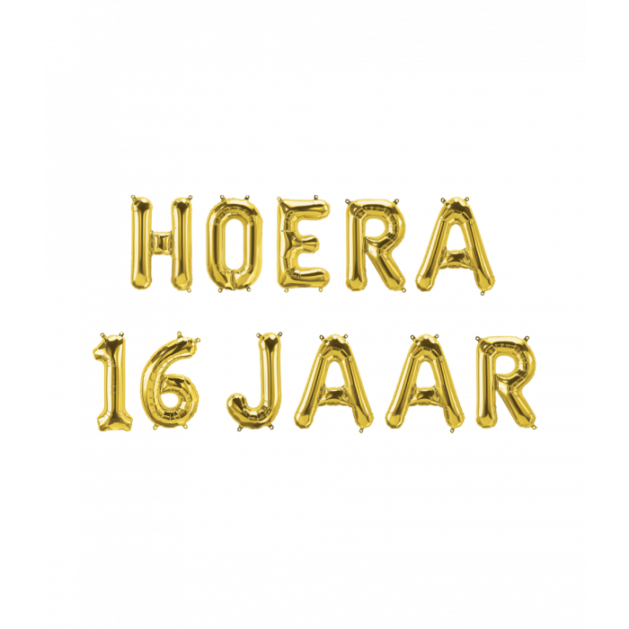 Gouden Ballonnen Set 16 Jaar Hoera 1,9m