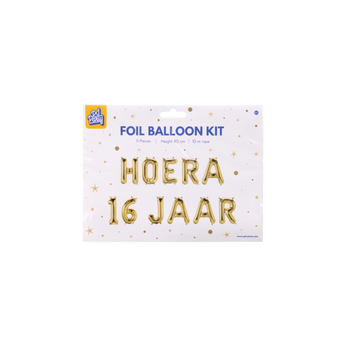 Gouden Ballonnen Set 16 Jaar Hoera 1,9m
