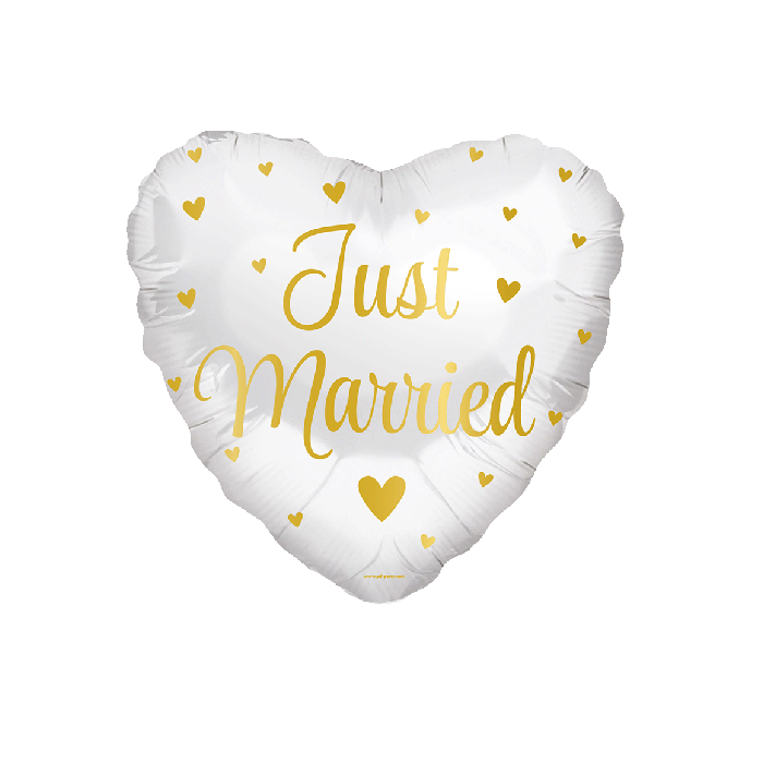 Folieballon Just Married Hart 45cm