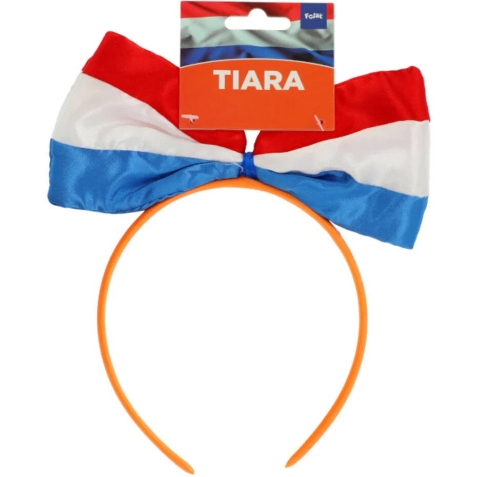 Tiara Oranje met Strik Rood Wit Blauw