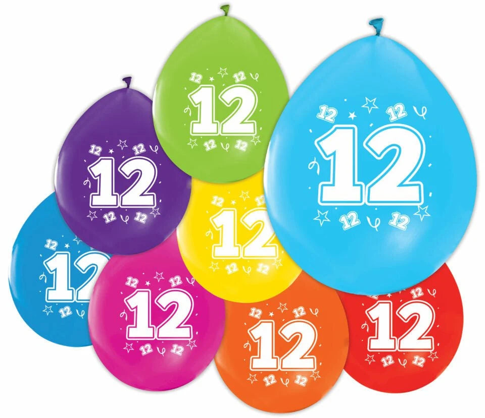 12 Jaar Ballonnen 30cm 8st