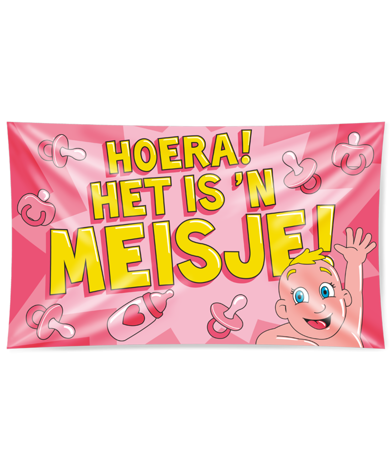 Gevelvlag XXL Hoera een Meisje 150cm