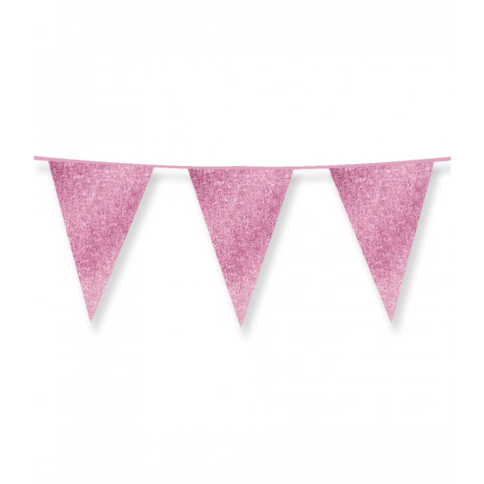Vlaggenlijn Glitter Babyroze 6m