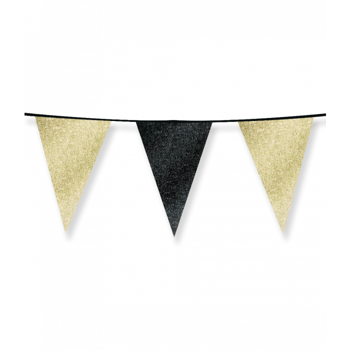 Vlaggenlijn Glitter Goud & Zwart 6m