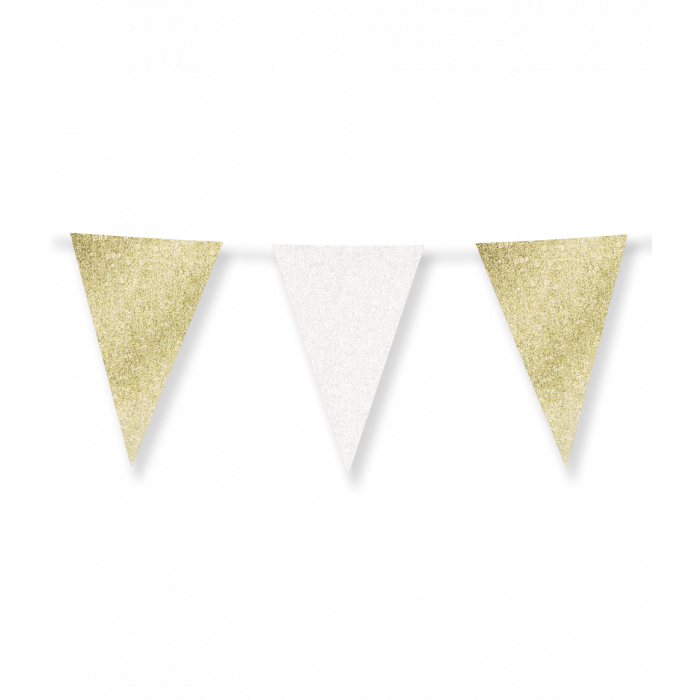 Vlaggenlijn Glitter Goud & Wit 6m