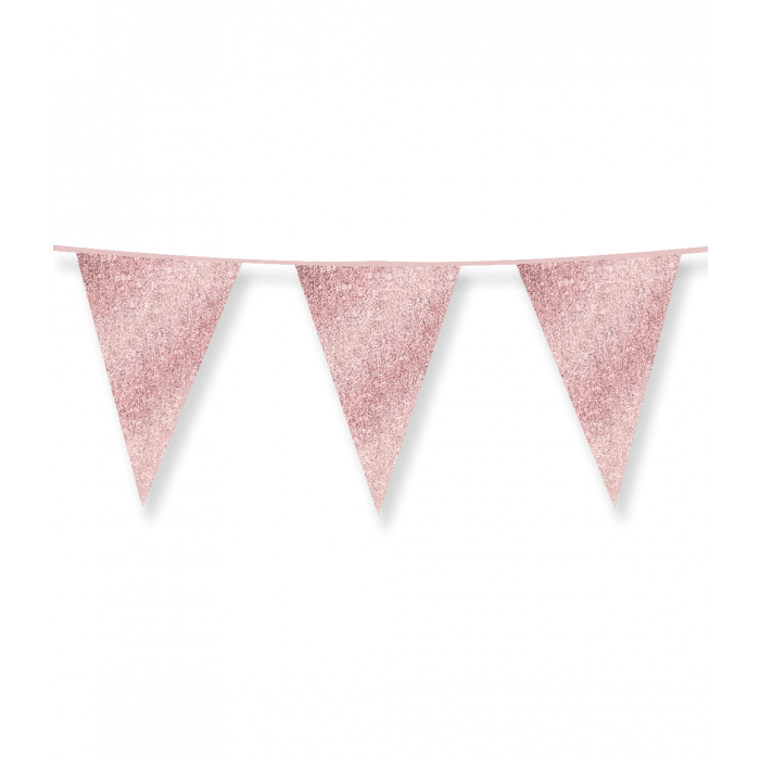 Vlaggenlijn Glitter Roségoud 6m