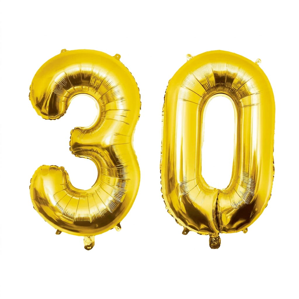 Cijferballonnen 30 Jaar Goud XL – 86 cm – Folieballonnen Verjaardag - Lucht & Helium