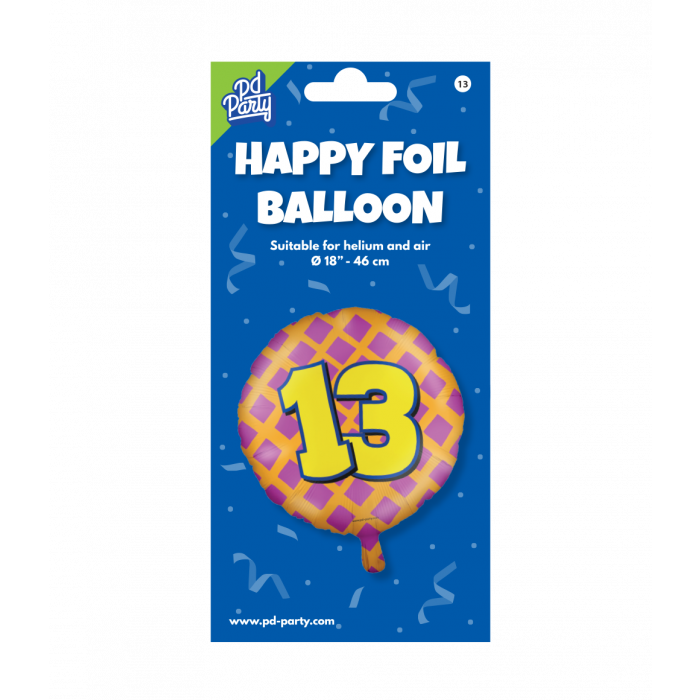 Folieballon 13 Jaar Gekleurd 45cm