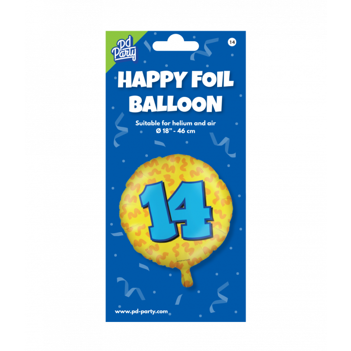 Folieballon 14 Jaar Gekleurd 45cm